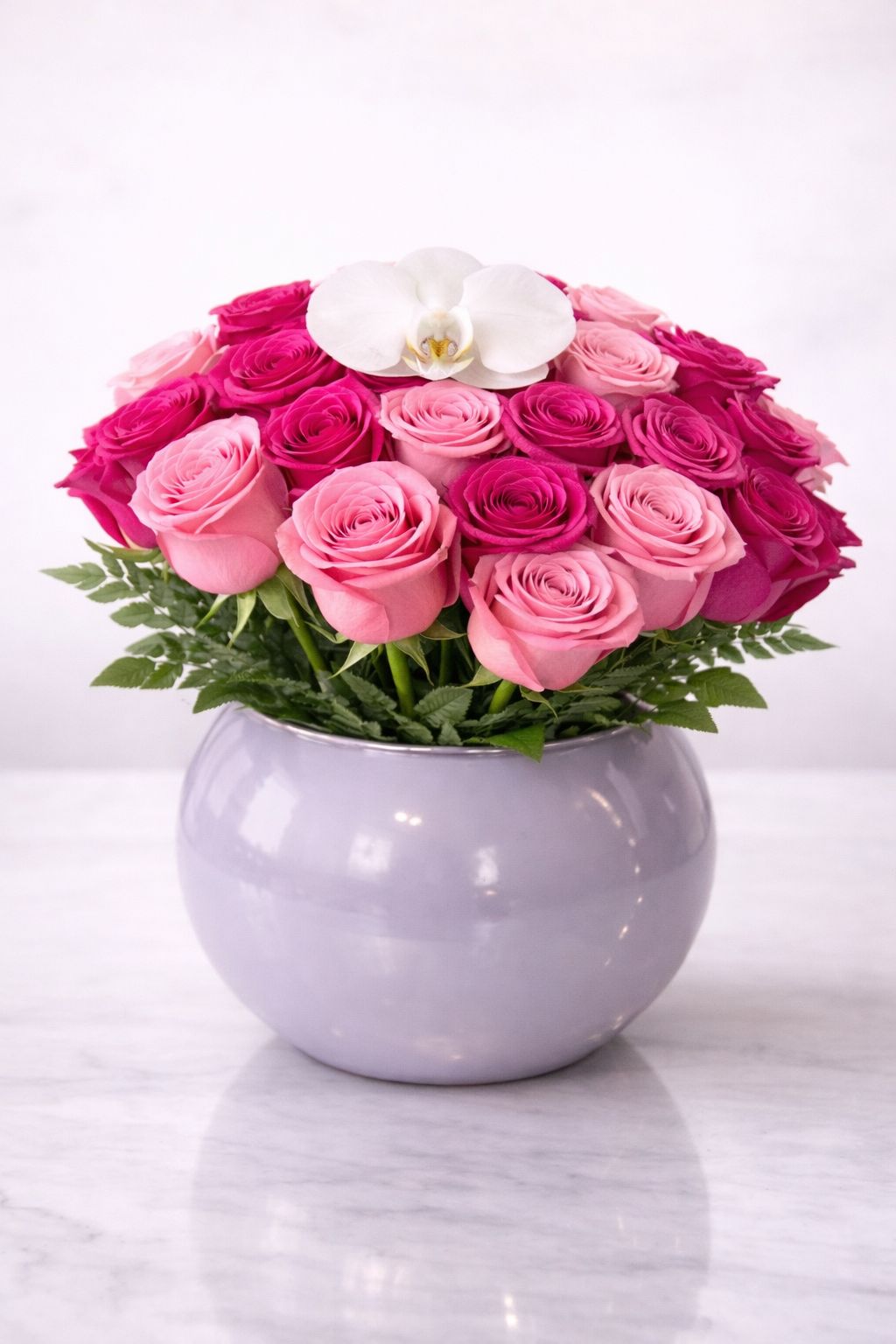 Signature Luxury Ceramic Vase with Orchid