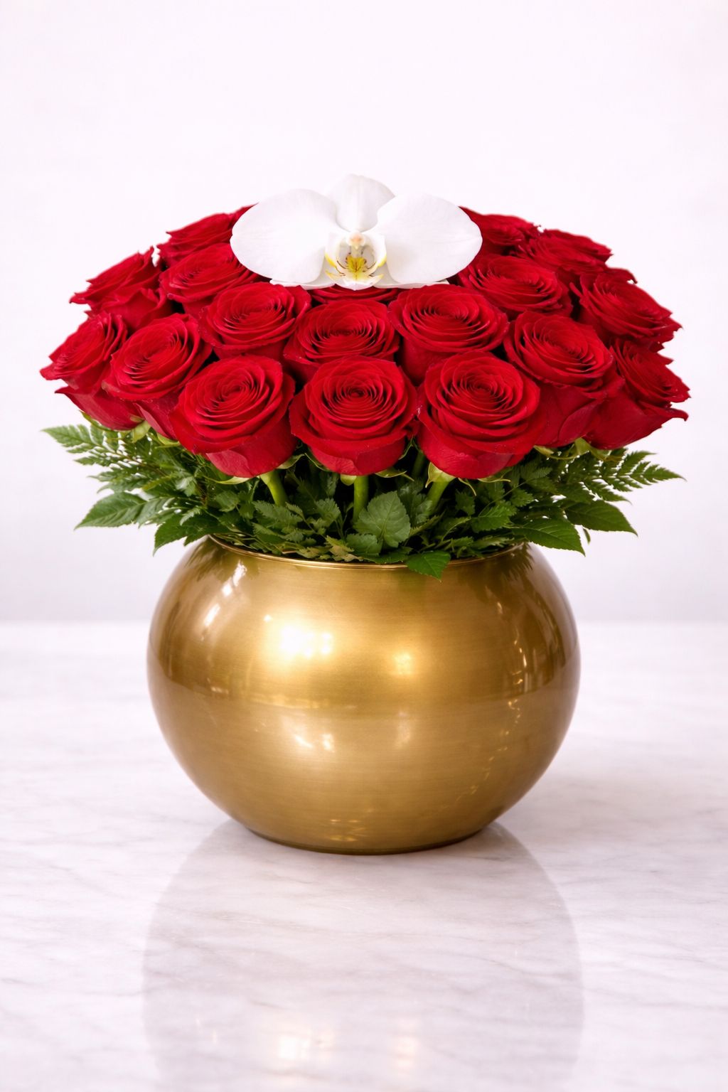 Signature Luxury Ceramic Vase with Orchid