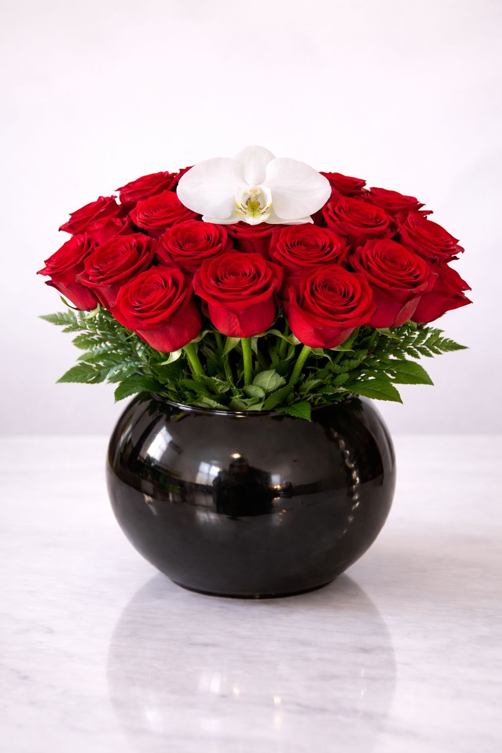 Signature Luxury Ceramic Vase with Orchid