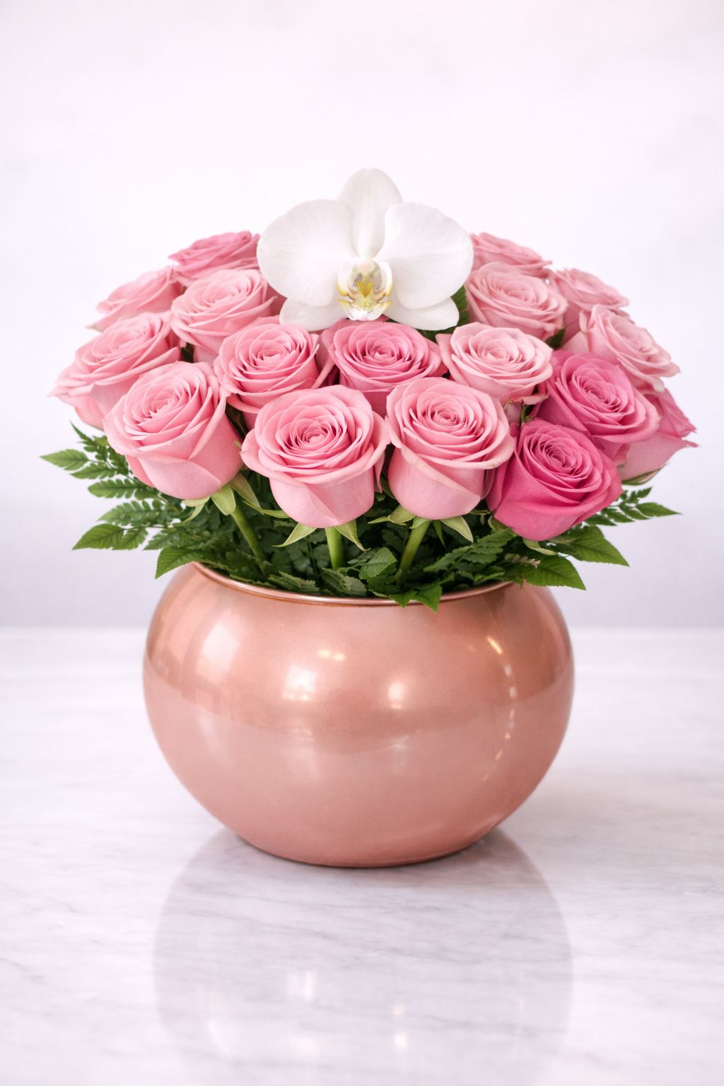 Signature Luxury Ceramic Vase with Orchid