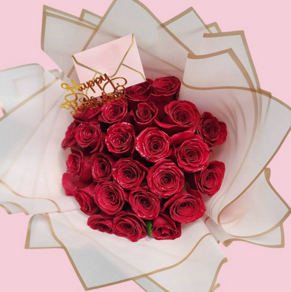 Luxury Long Stem Rose Bouquet – Ramo Buchón (Premium Hand-Tied Roses)