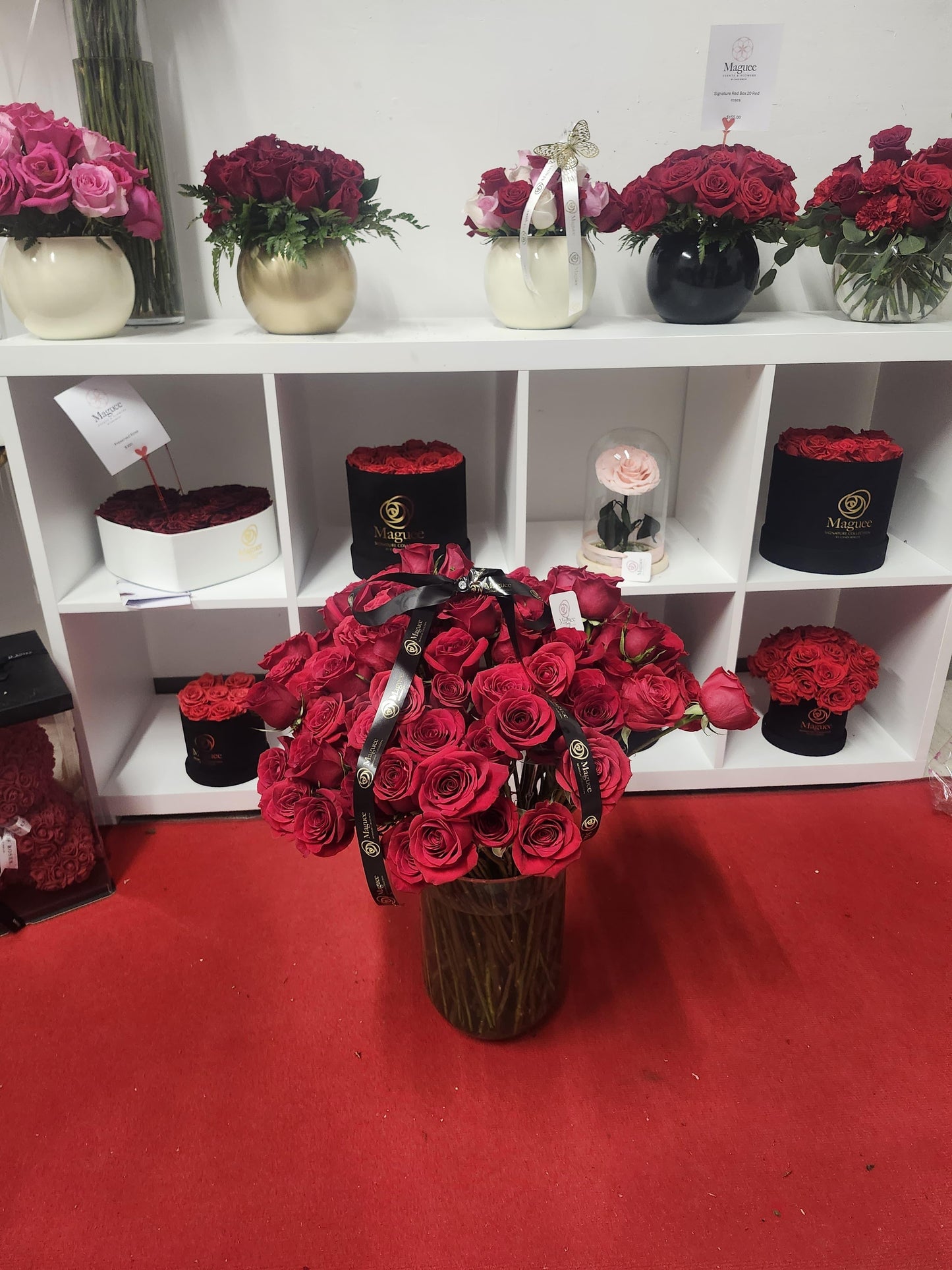 Long Stem Roses in Glass Vase